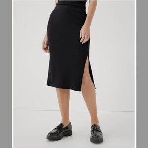 Pact Refined Rib Midi Skirt - size large, black